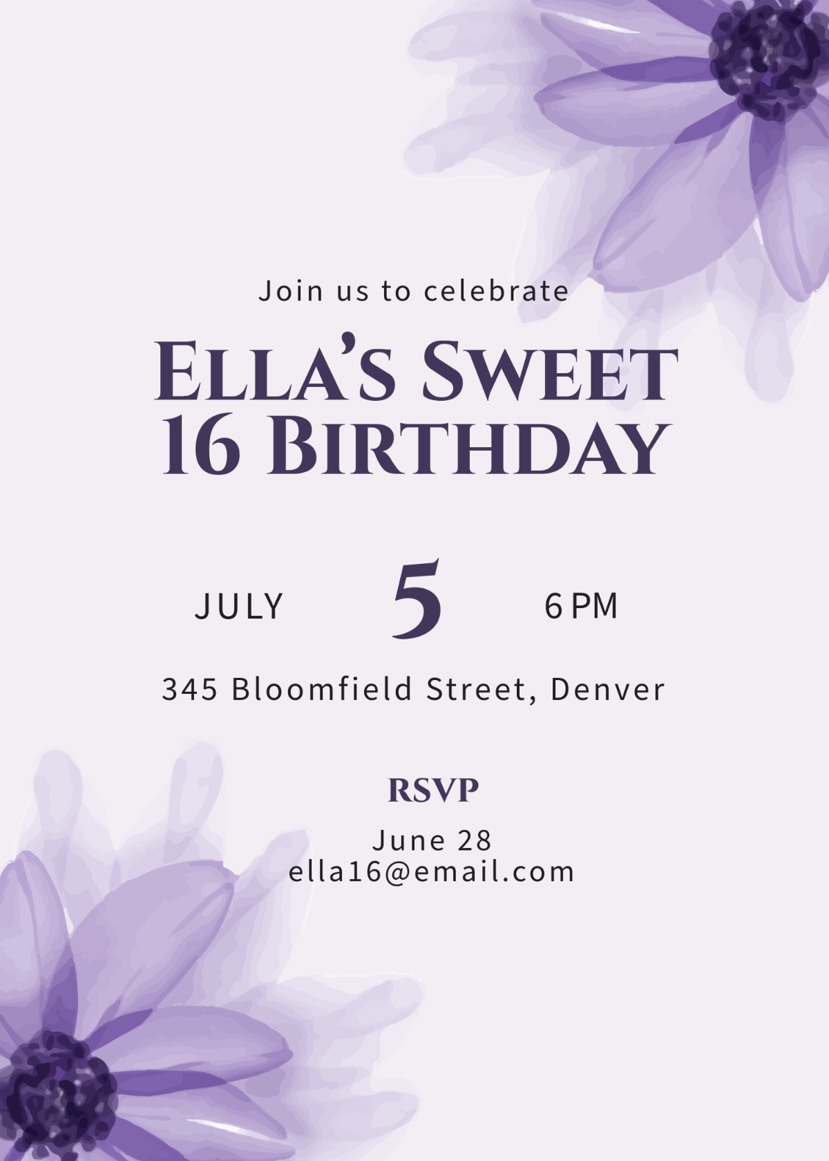 Free Lavender Floral Invitation Template