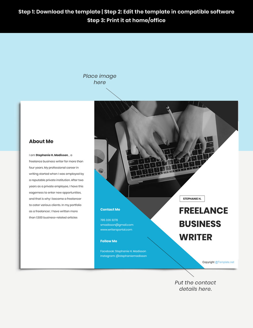 Simple Tri-Fold Freelancer Brochure Template