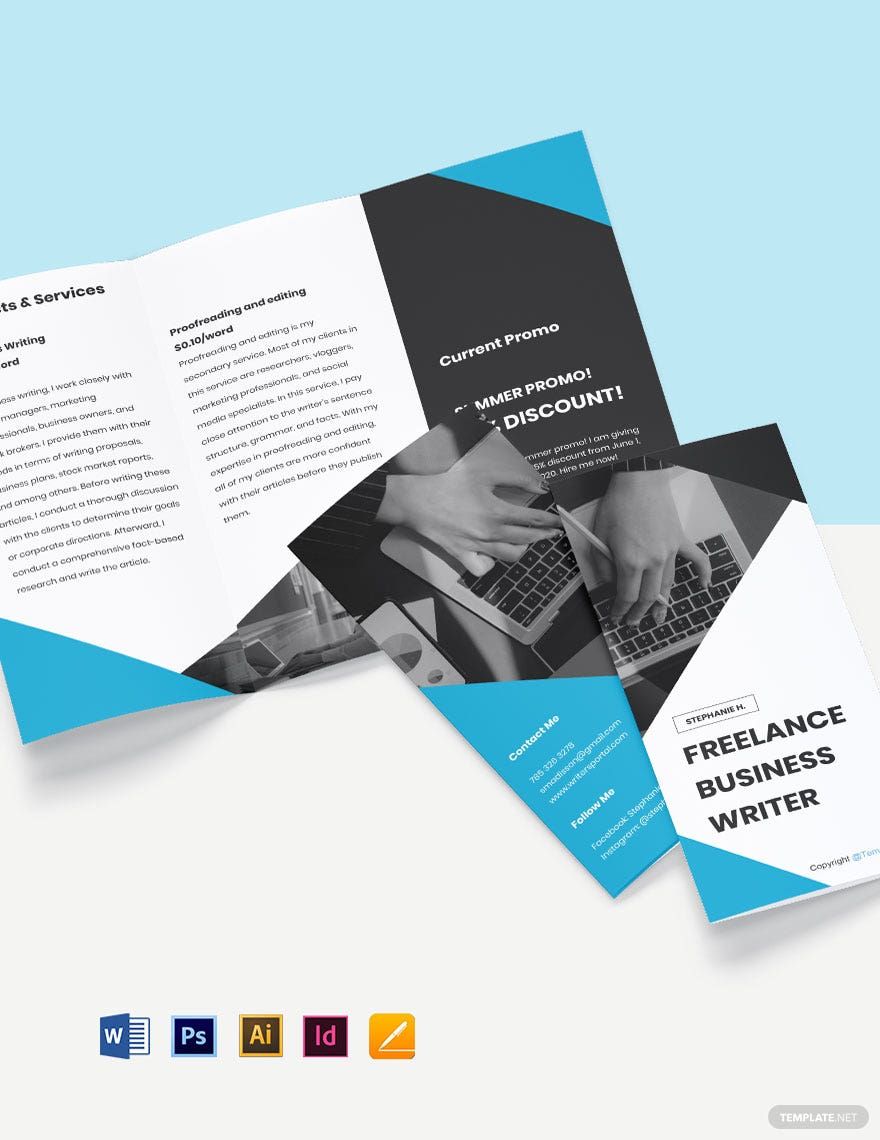 Simple Tri-Fold Freelancer Brochure Template