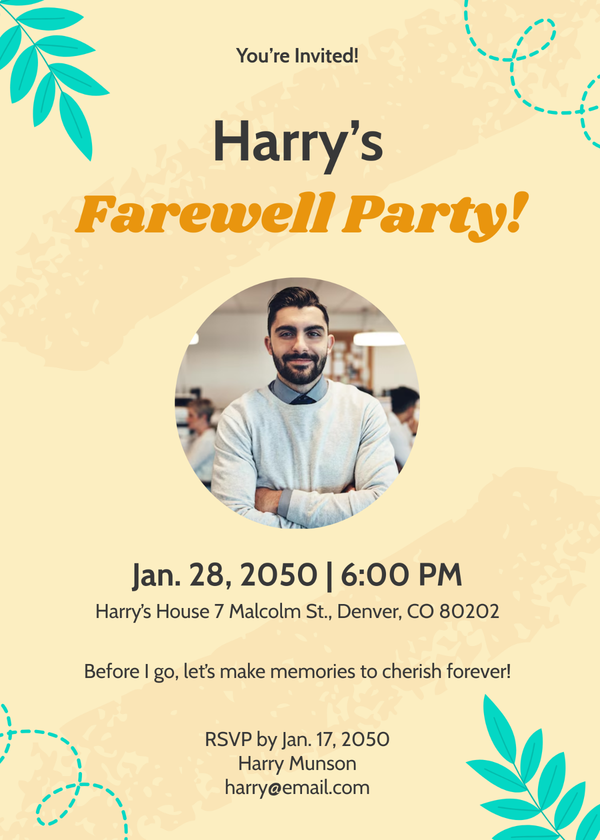 Farewell Invitation Card for Friend Template - Edit Online & Download