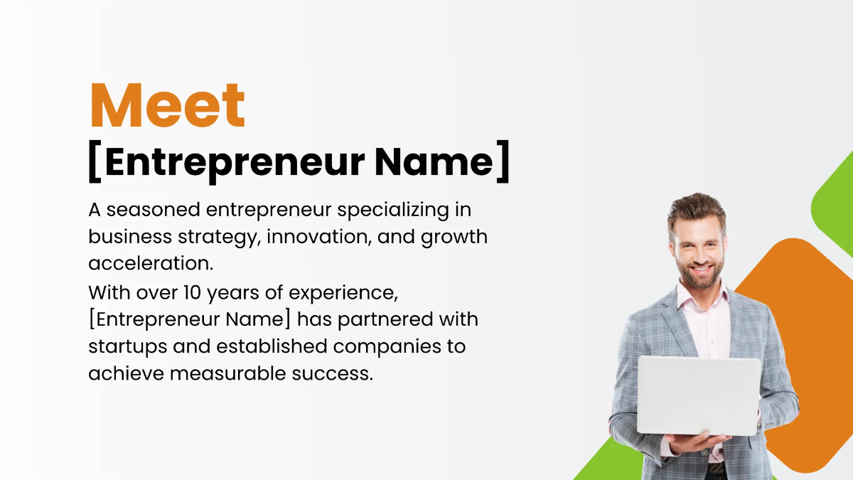 Free Entrepreneur Presentation Template to Edit Online