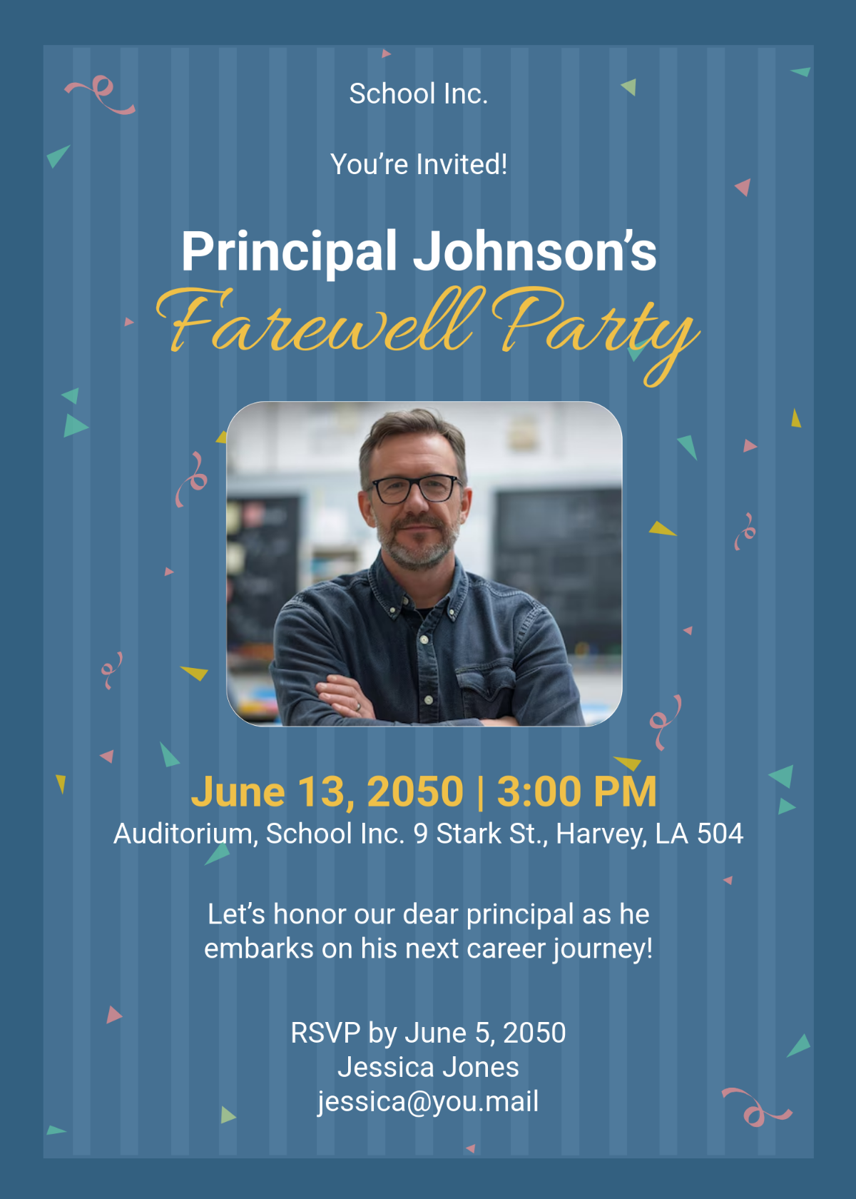 Farewell Invitation to Principal Template - Edit Online & Download