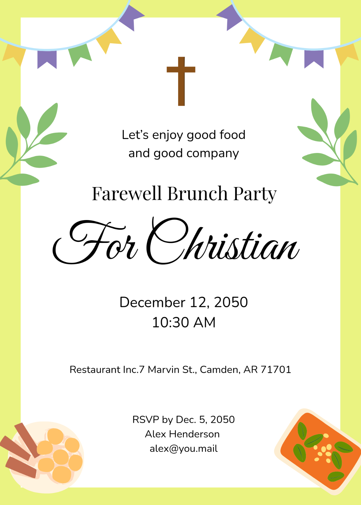 Colorful Farewell Brunch Invitation Template - Edit Online & Download