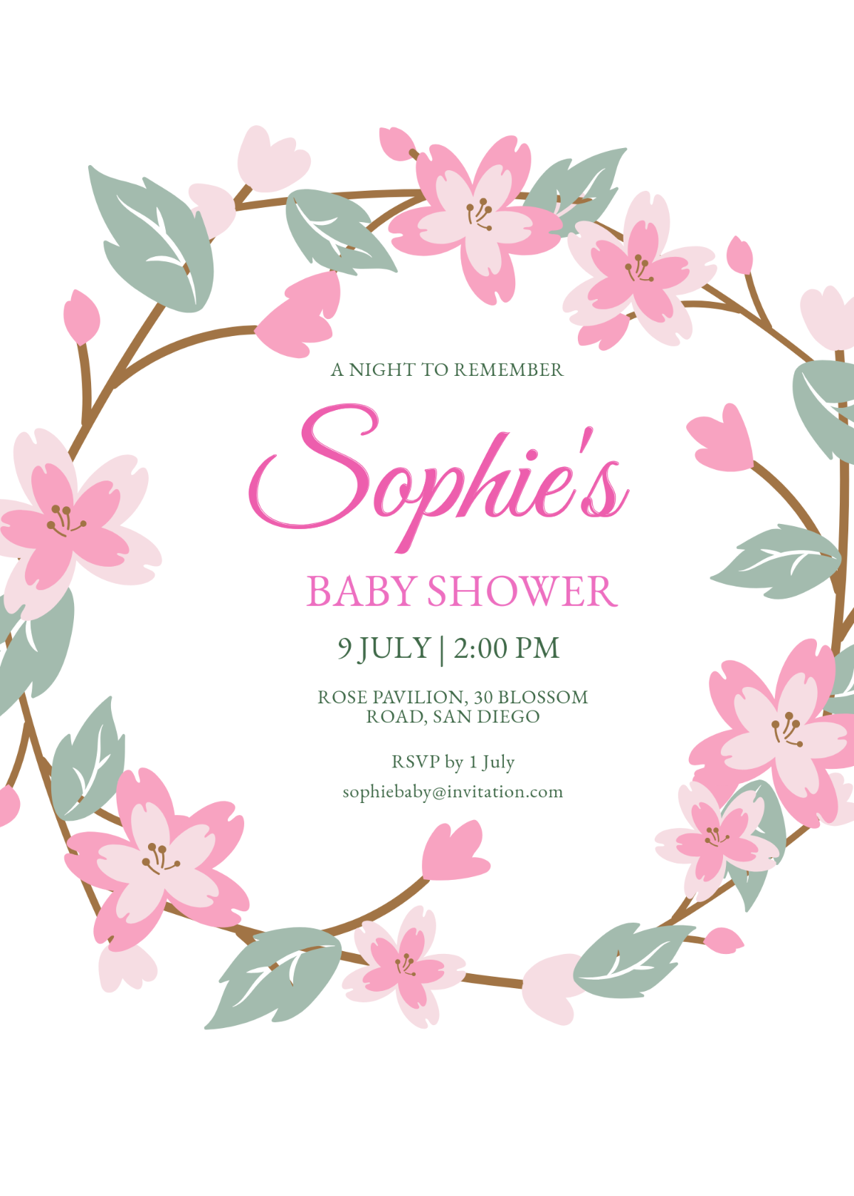 Free Pink Floral Invitation Template