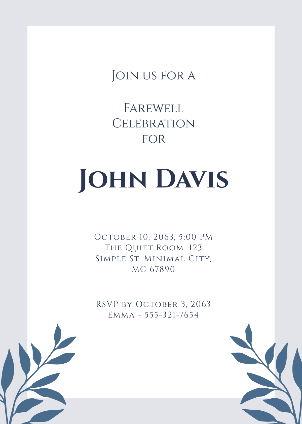 Minimalist Farewell Invitation Template - Edit Online & Download