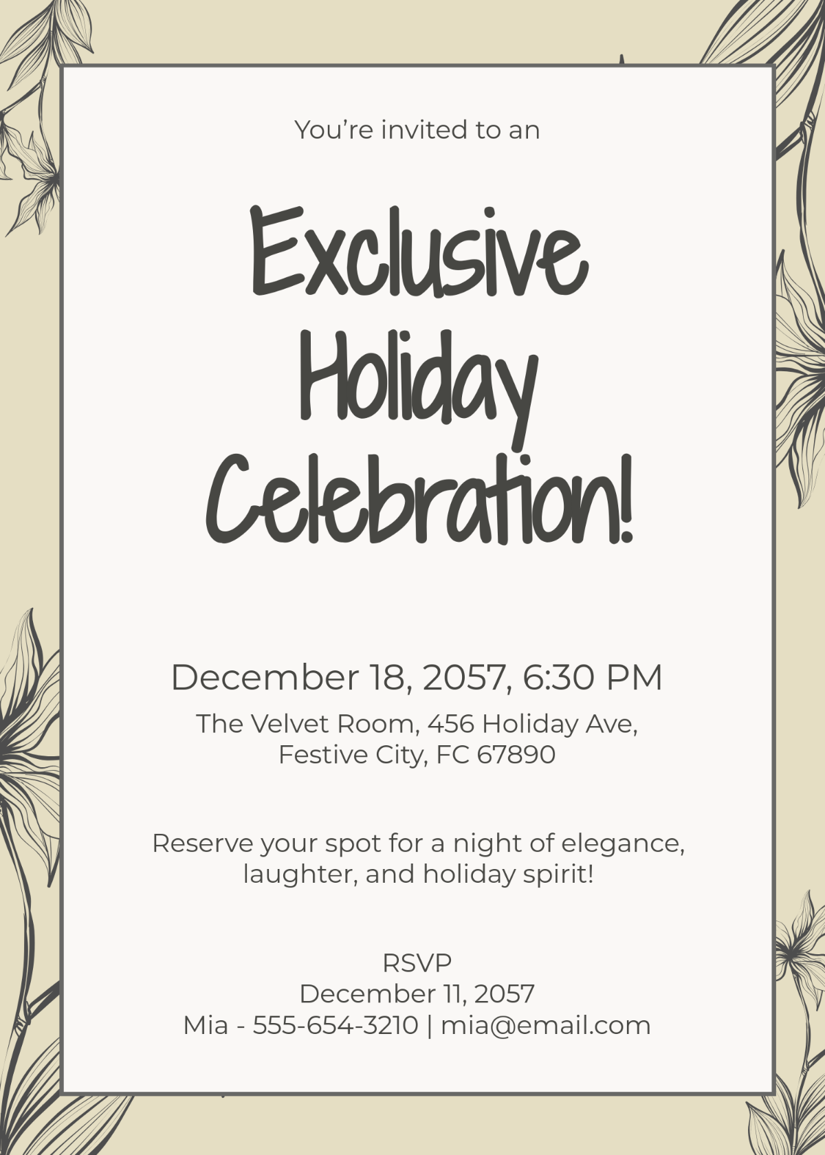 Free Holiday RSVP Invitation Template