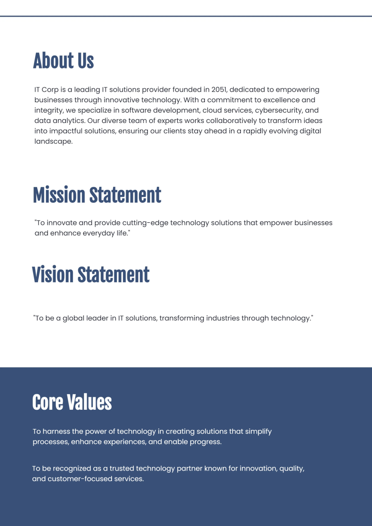 Free IT Company Profile Template to Edit Online Free IT Company Profile Template to Edit Online