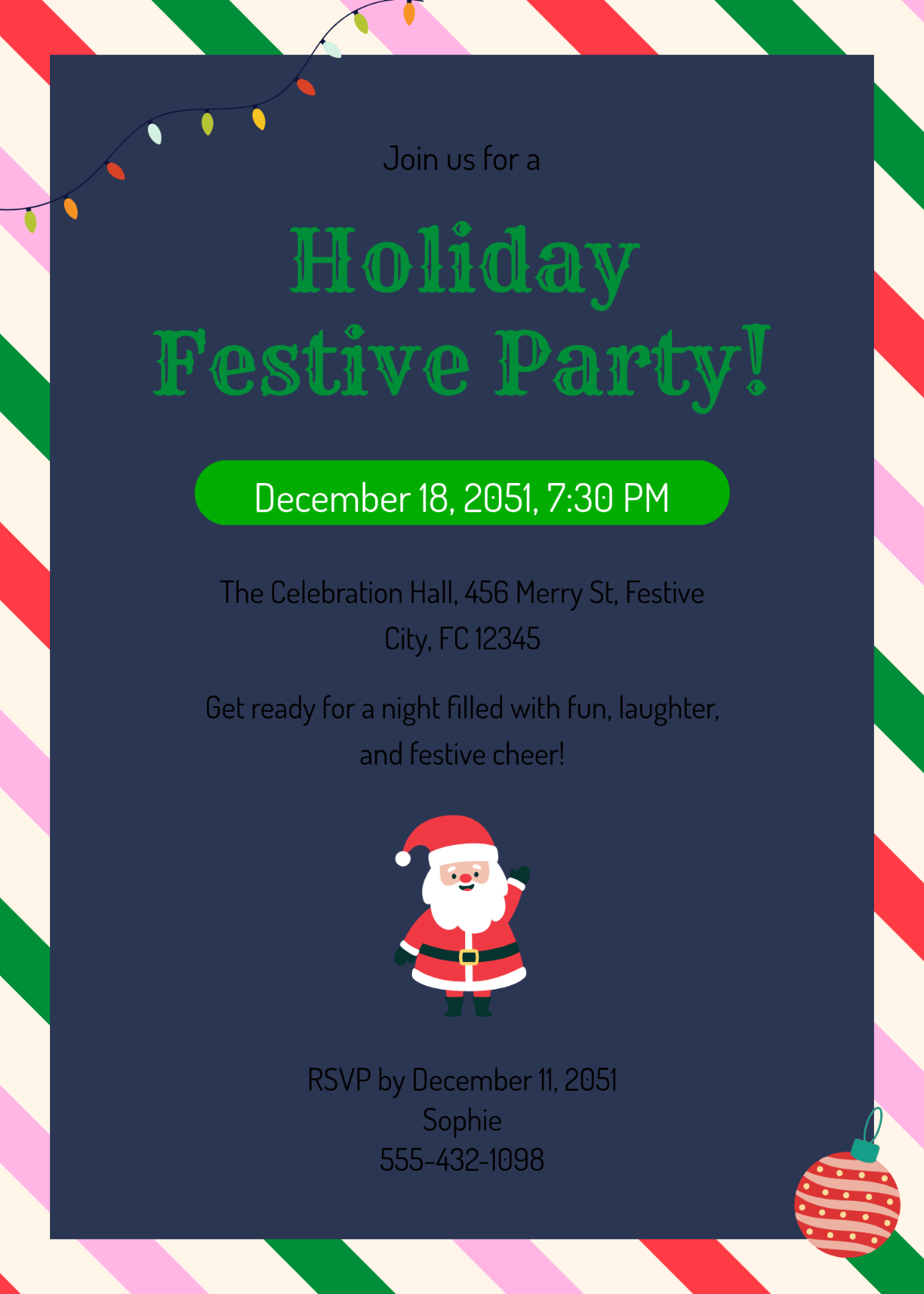 Free Festive Party Holiday Invitation Template