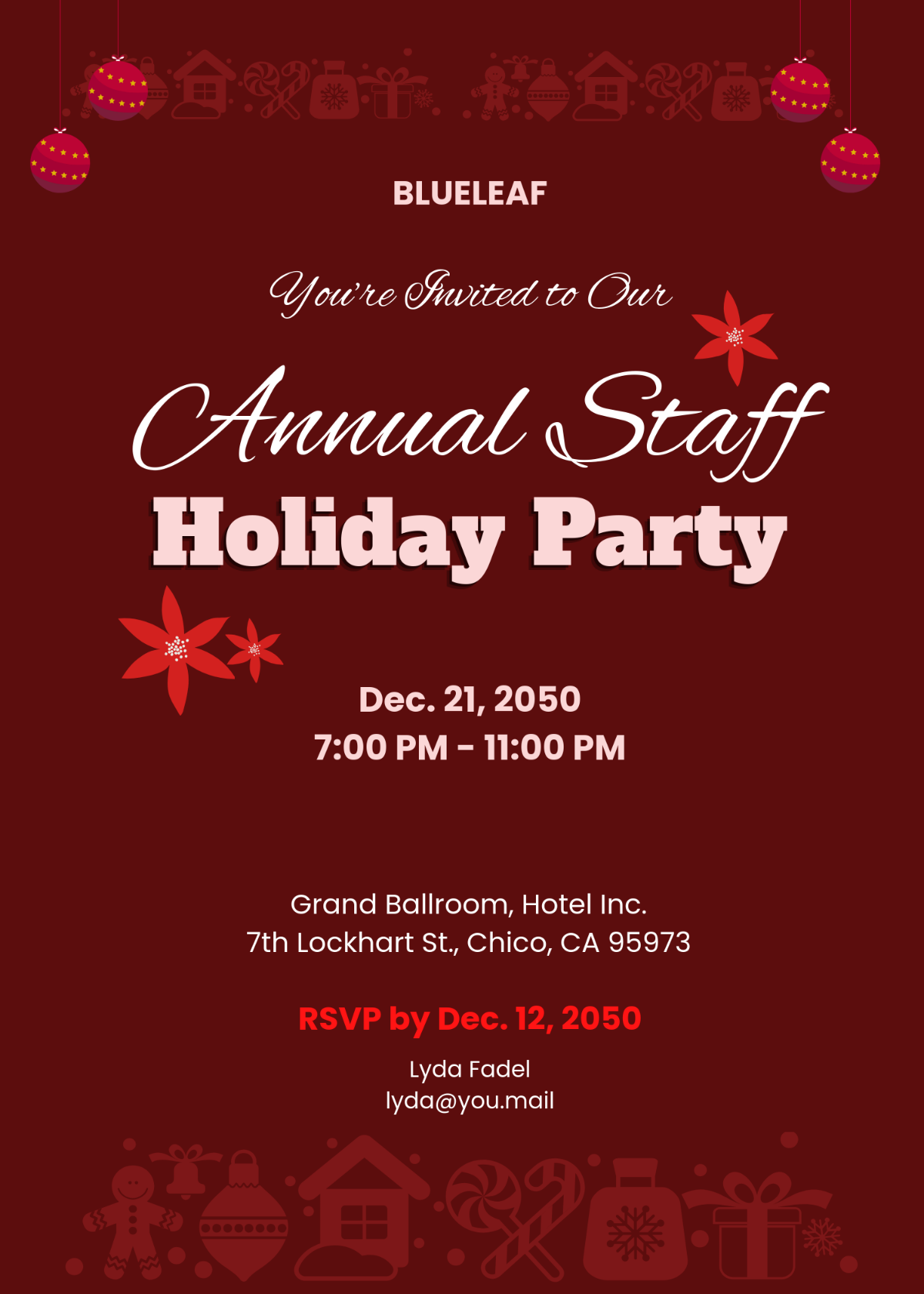 Staff Holiday Party Invitation Template - Edit Online & Download