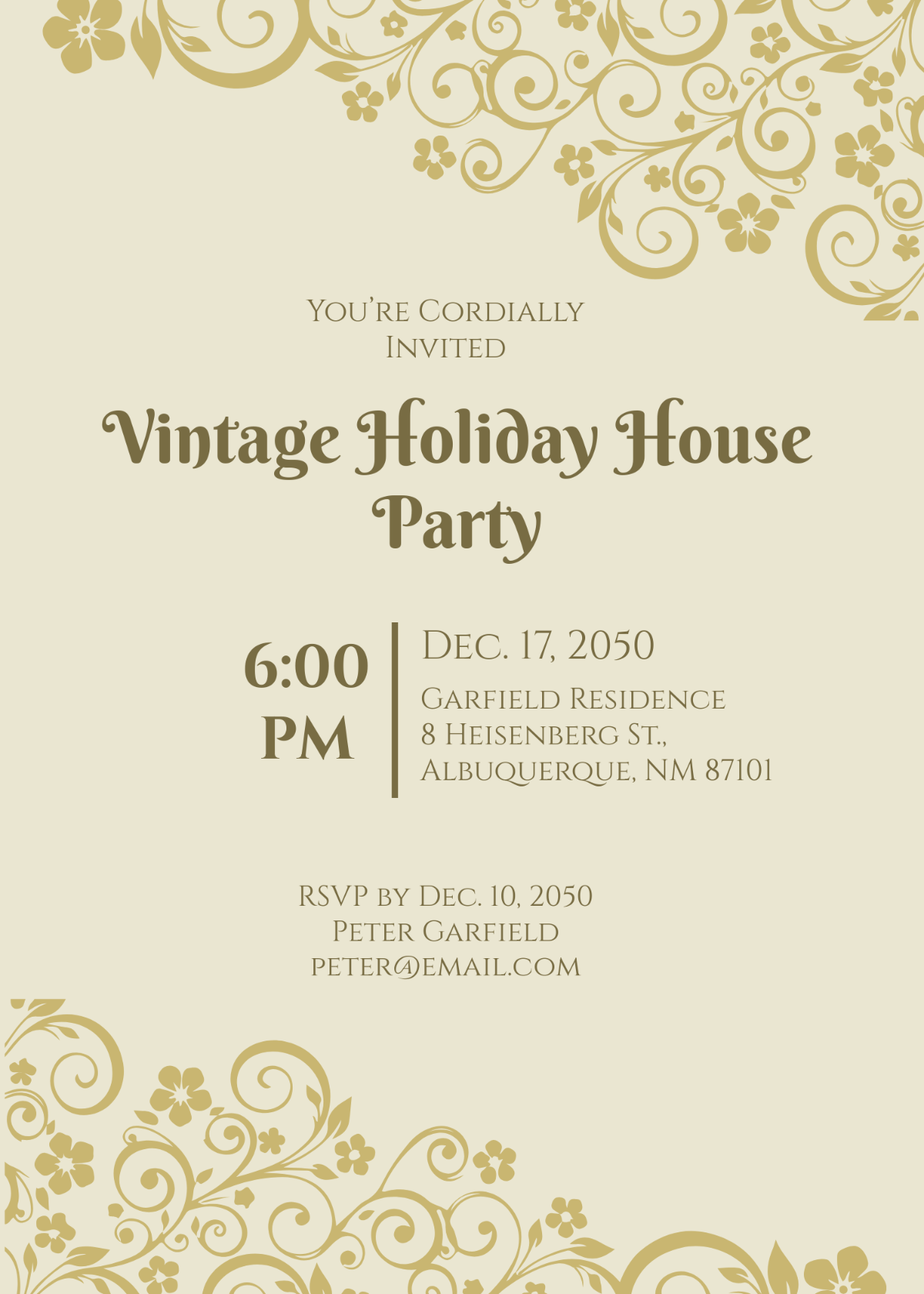 Free Vintage Holiday Invitation Template