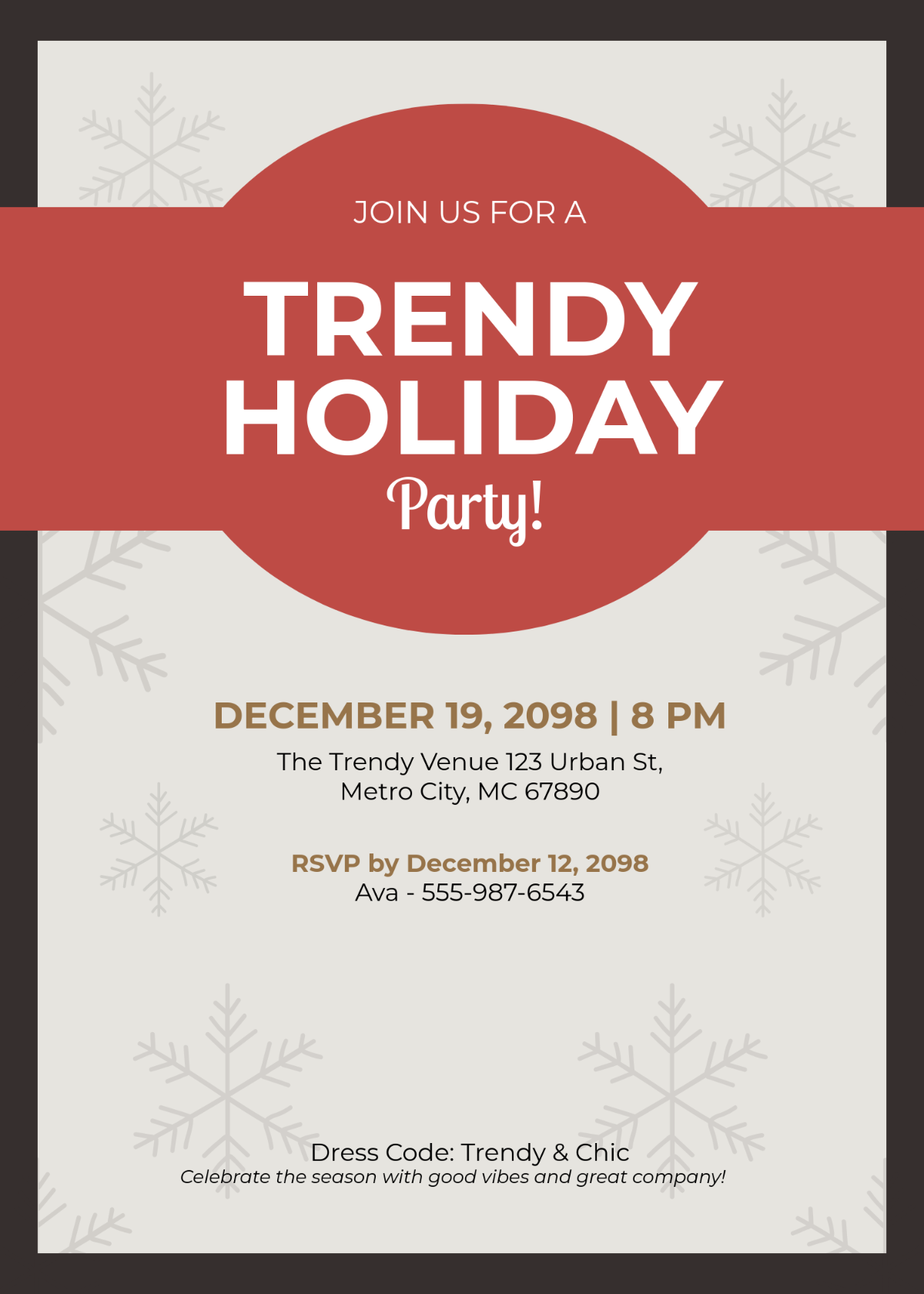 Free Modern Editable Holiday Invitation Template