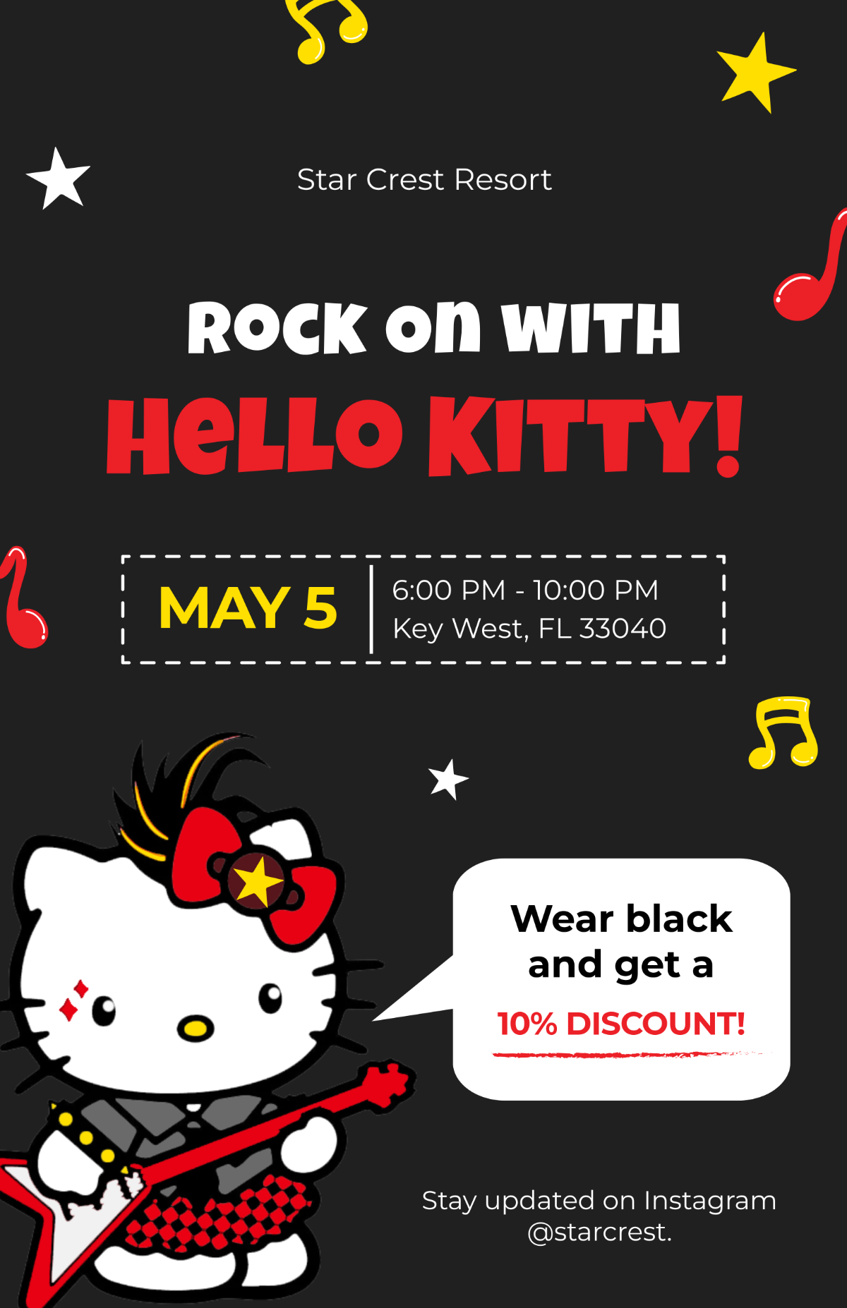 Free Rock Style Hello Kitty Poster Template