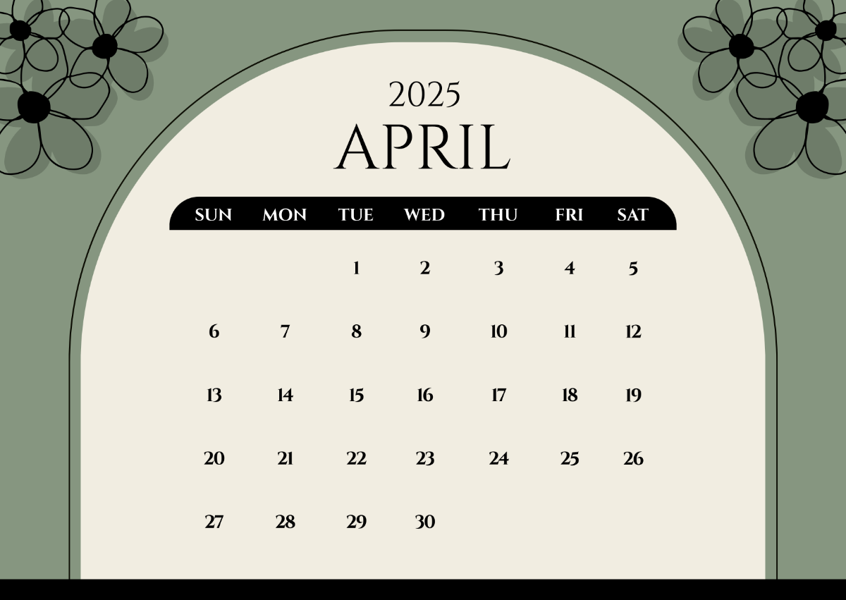 Free Aesthetic April 2025 Calendar Template