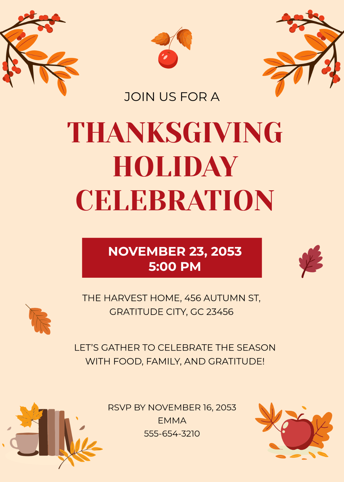 Free Thanksgiving Holiday Invitation Template