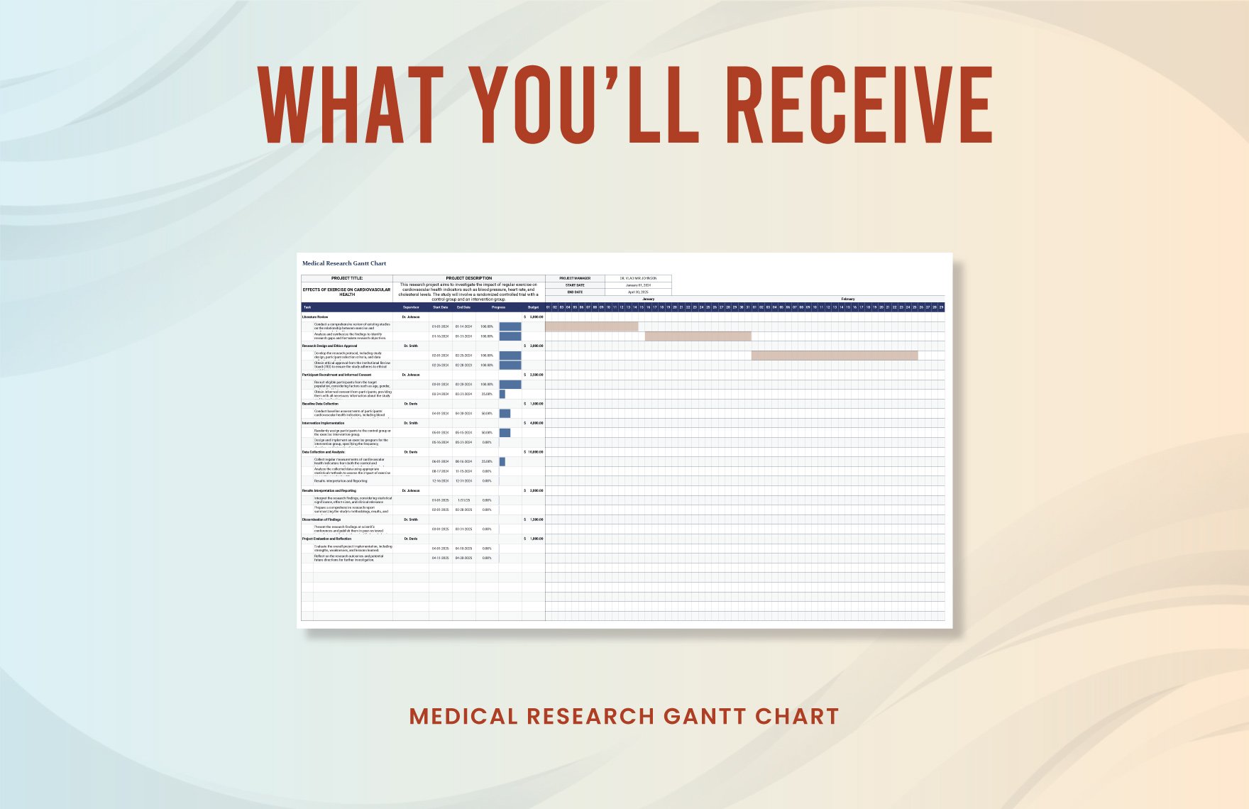 Medical Research Gantt Chart Template