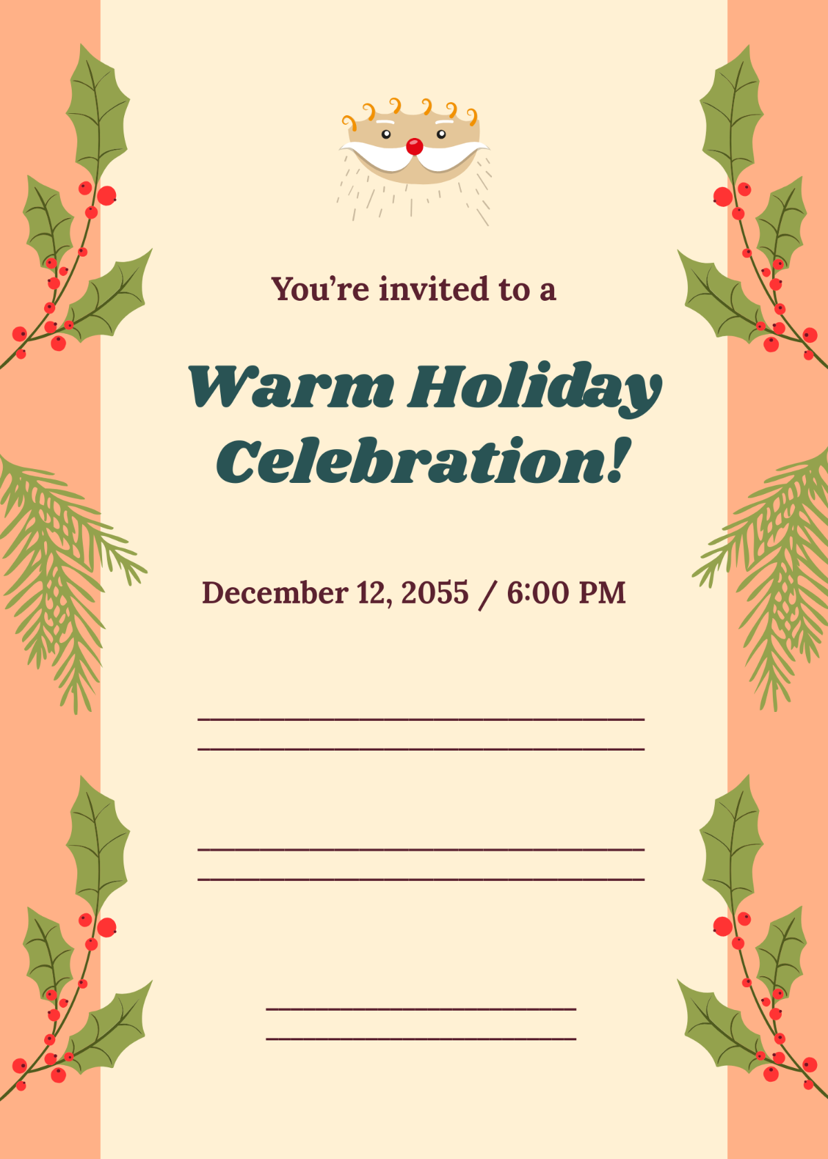 Free Blank Rustic Holiday Invitation Template