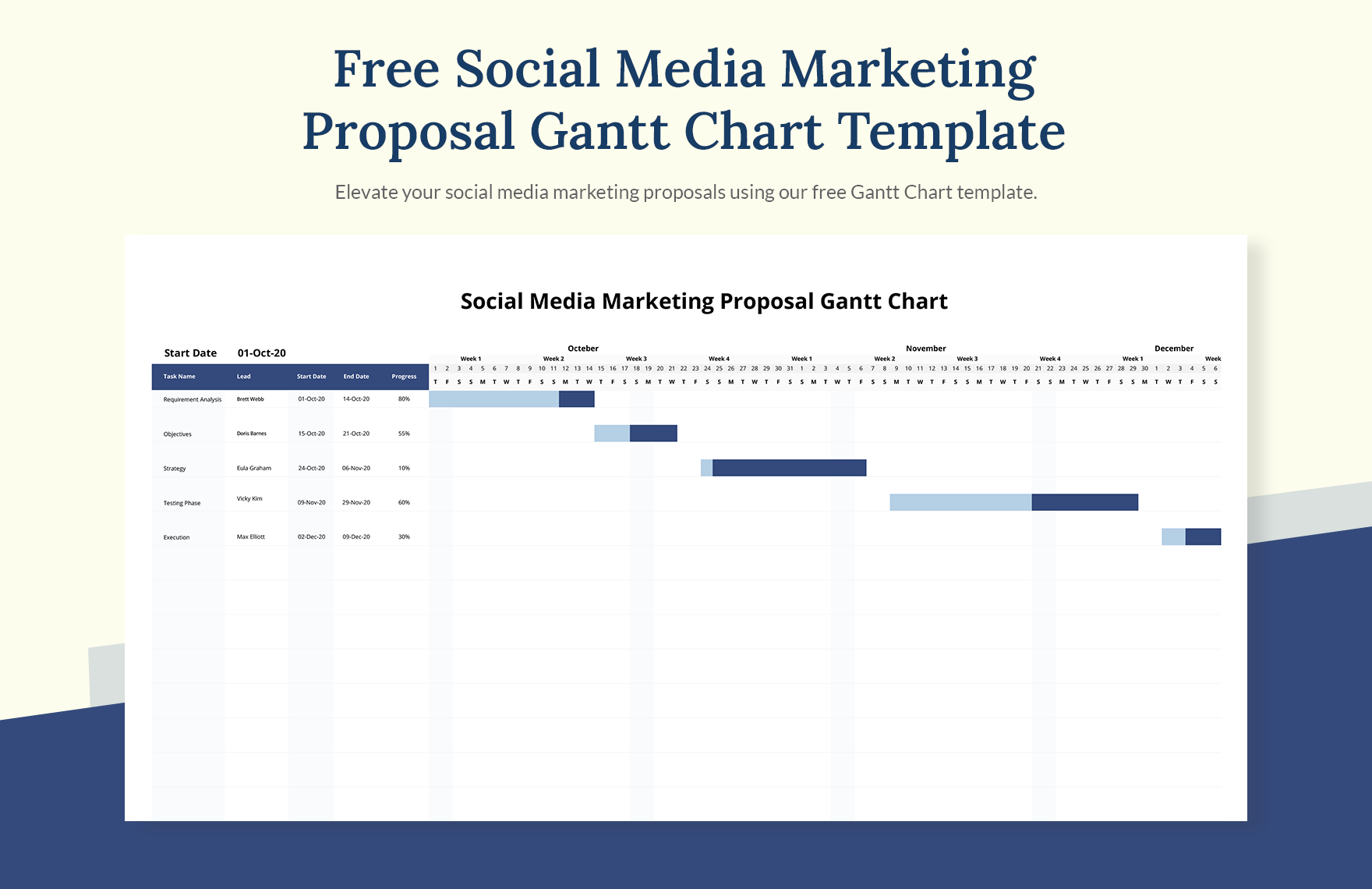 Social Media Marketing Proposal Gantt Chart Template