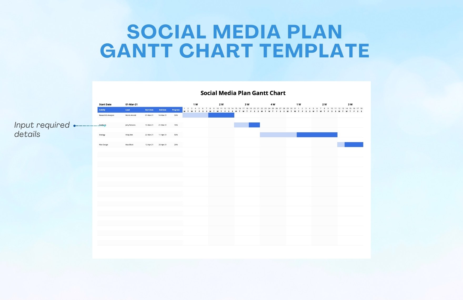 Social Media Plan Gantt Chart Template
