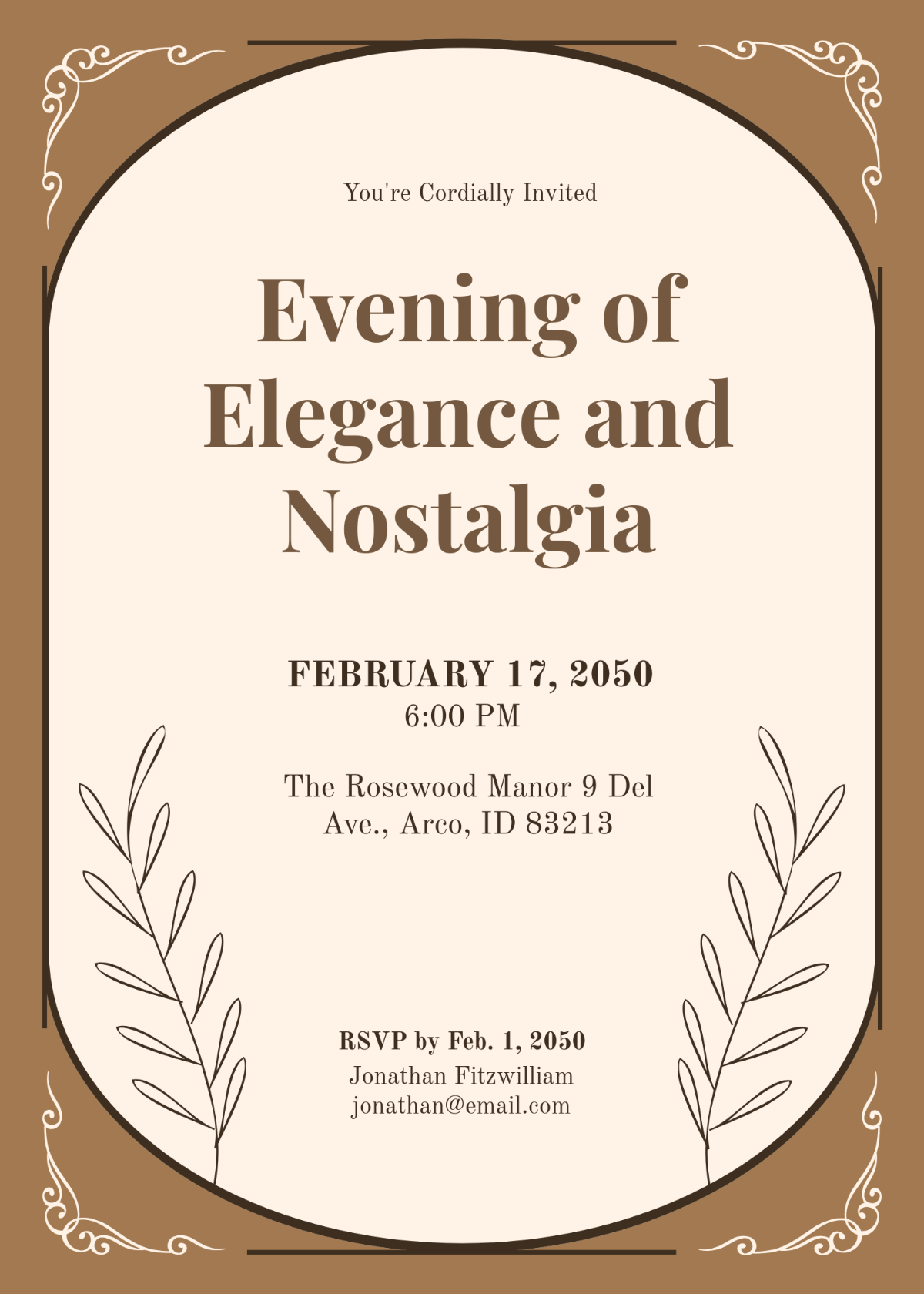 Elegant Vintage Invitation Template - Edit Online & Download