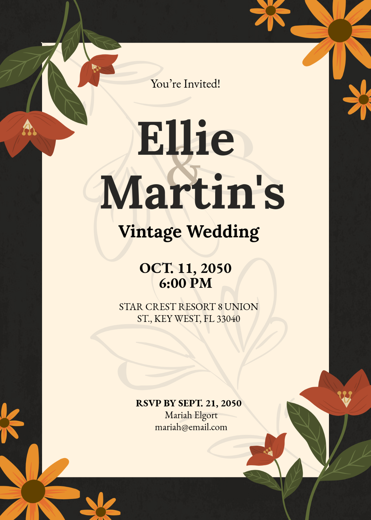 Floral Vintage Invitation Template - Edit Online & Download