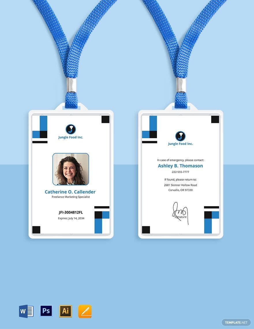 Freelance Employee ID Card Template in Word, PDF, Illustrator, PSD, Apple Pages