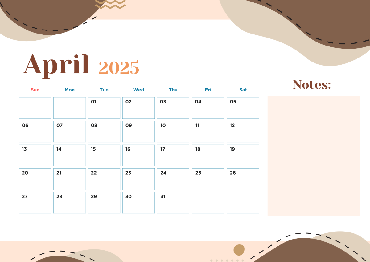 Free April 2025 Calendar Planner Template