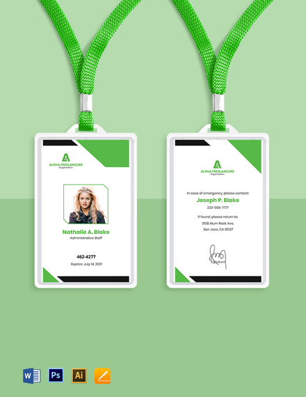 Staff Blank ID Card Template - Word, Apple Pages, Publisher | Template.net