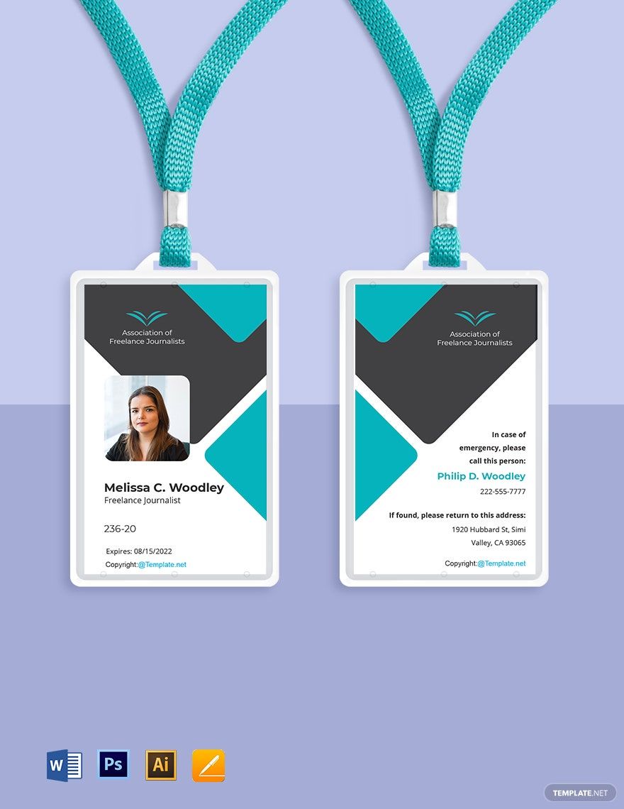 Freelance Journalist ID Card Template