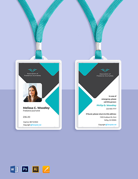 Free Freelance Journalist ID Card Template - Illustrator, Word, Apple ...