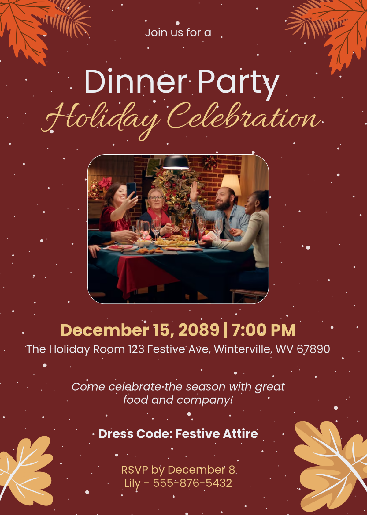 Free Dinner Party Holiday Invitation Template