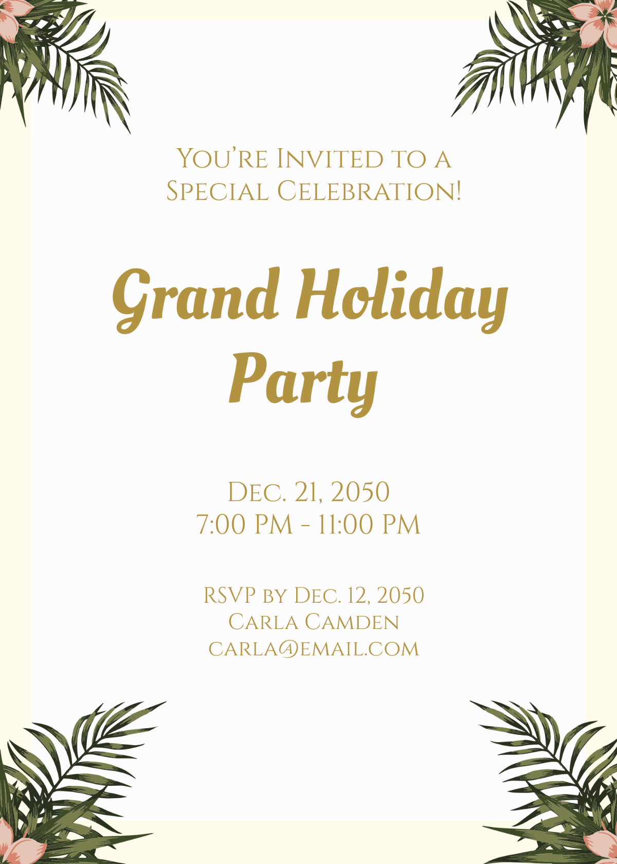 Free Special Holiday Celebration Invitation Template