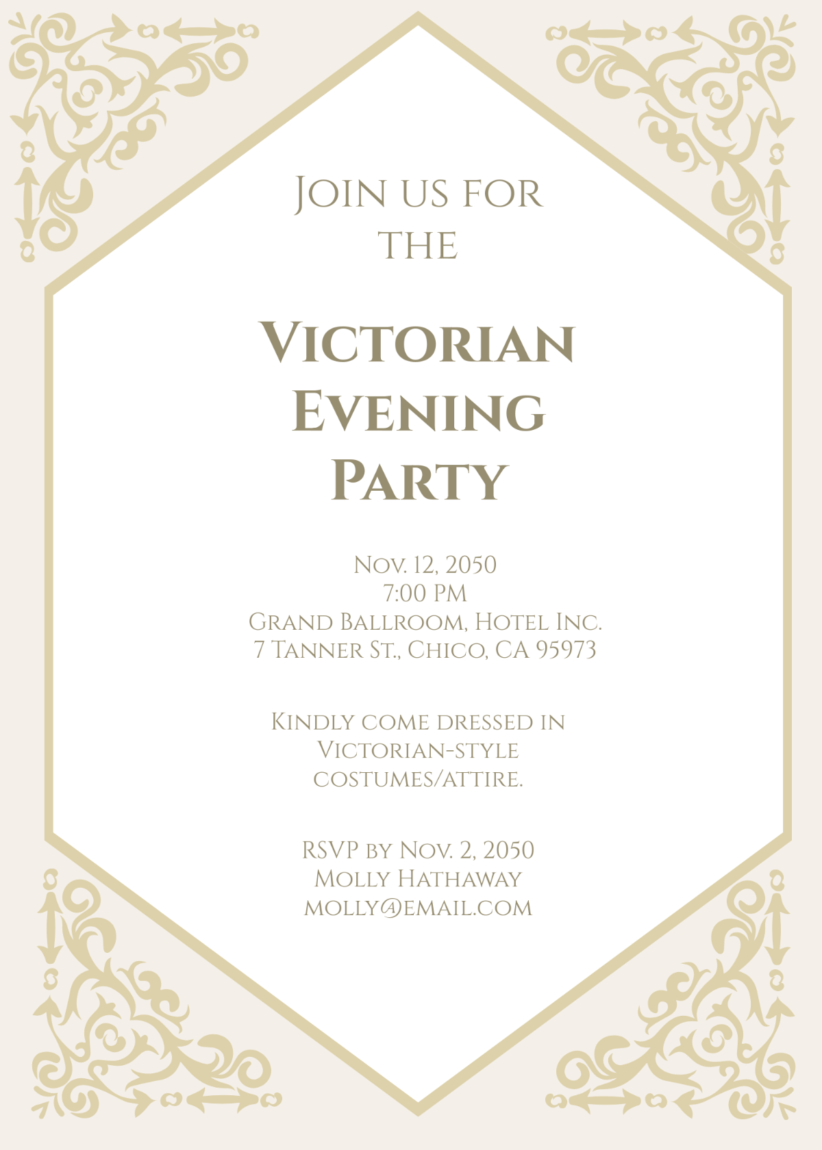 Victorian Style Vintage Invitation Template - Edit Online & Download