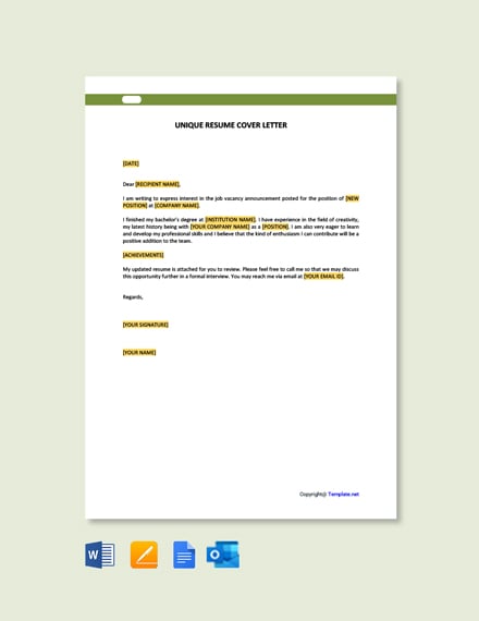 Free Work Application Letter Template
