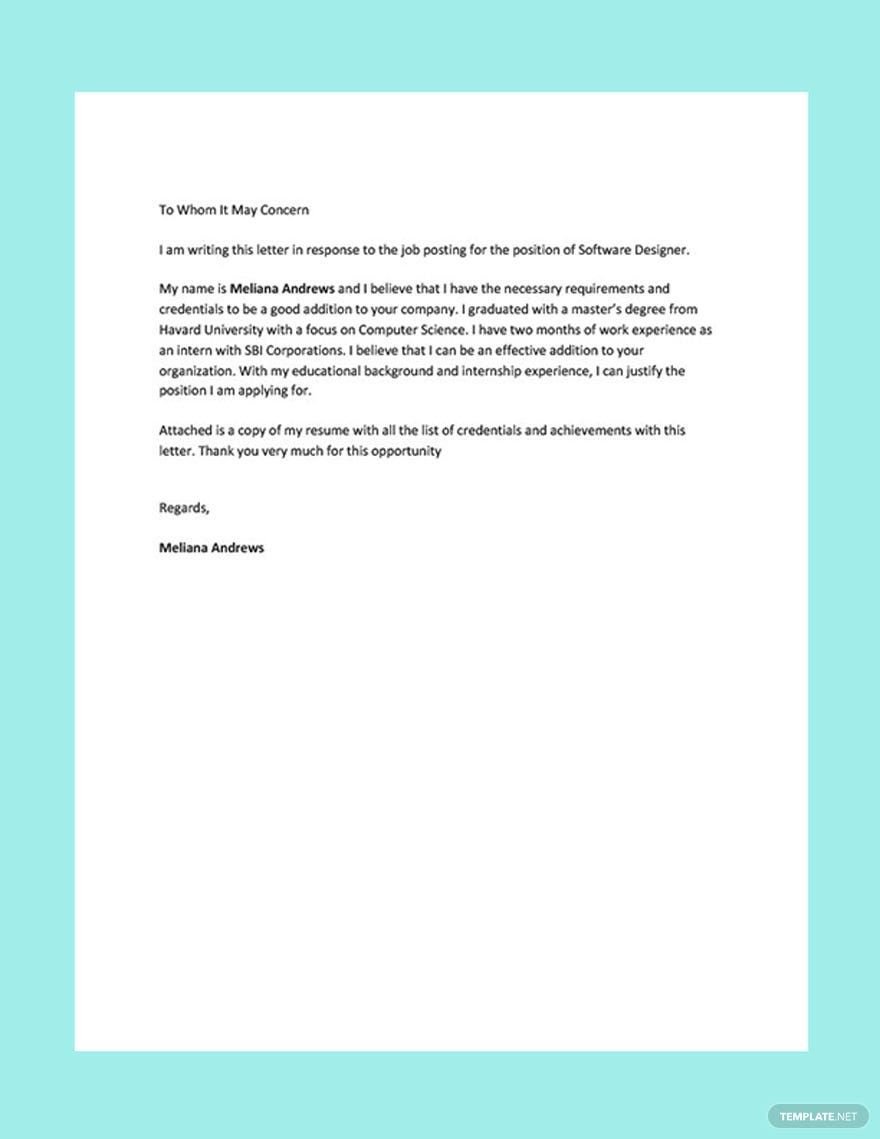 Work Letter Template in Word