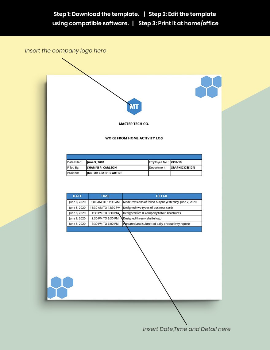 Work From Home Activity Log Template