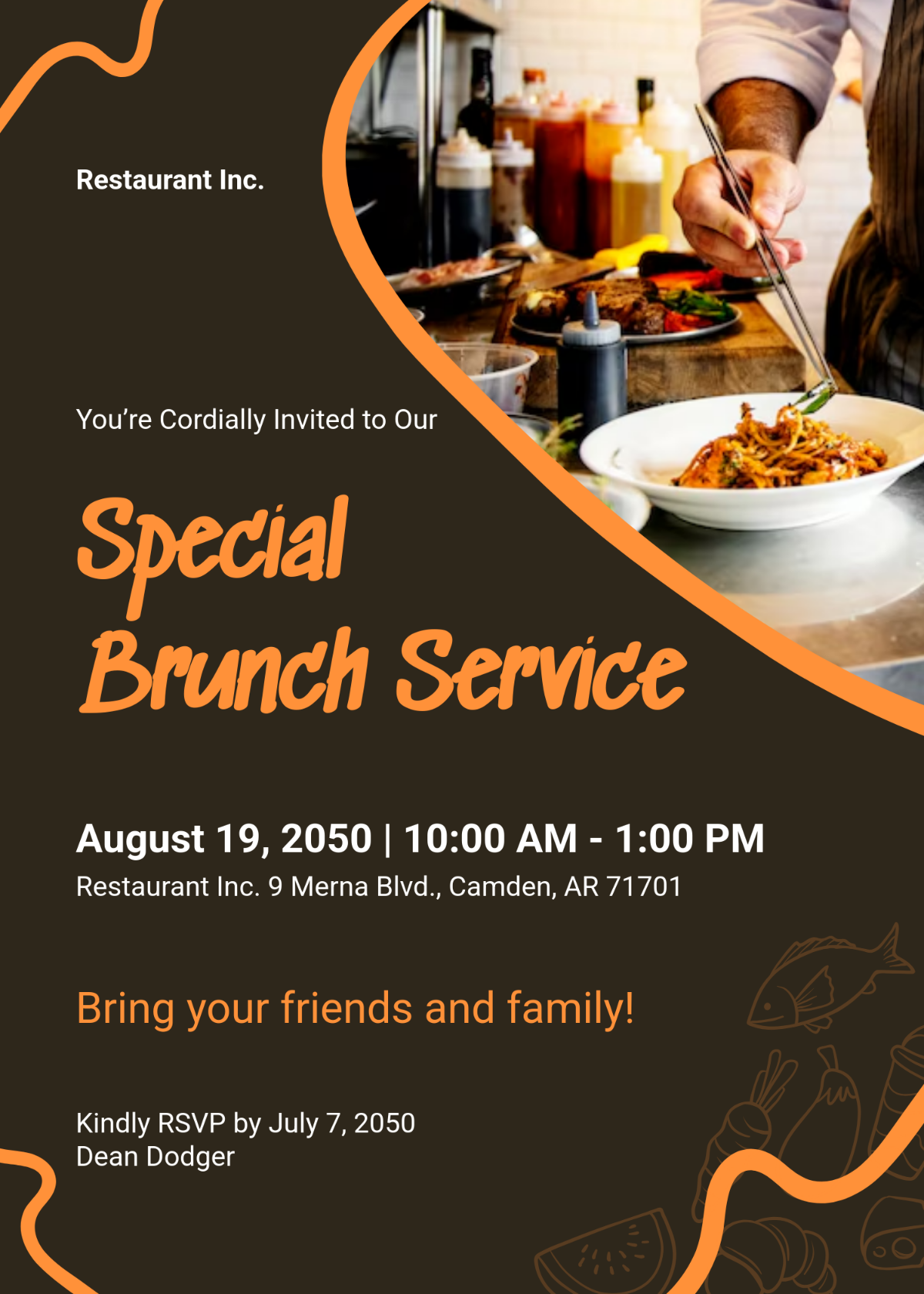 Free Restaurant RSVP Invitation Template