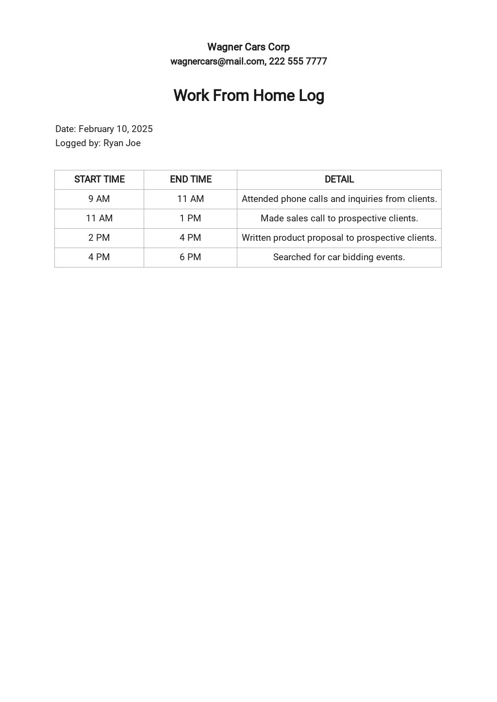 Productivity Sheet For Employees - Workload Management Template In