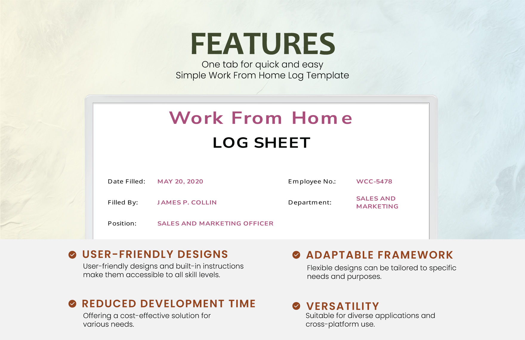 Simple Work From Home Log Template