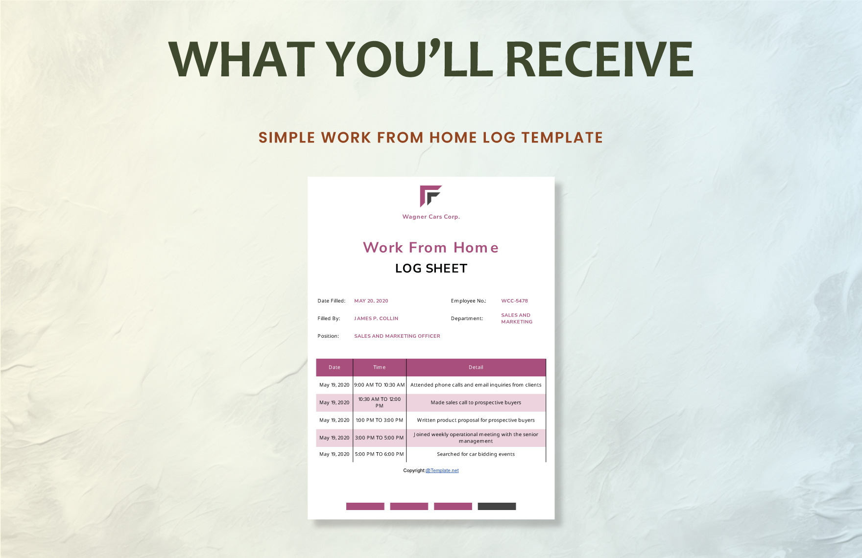 Simple Work From Home Log Template