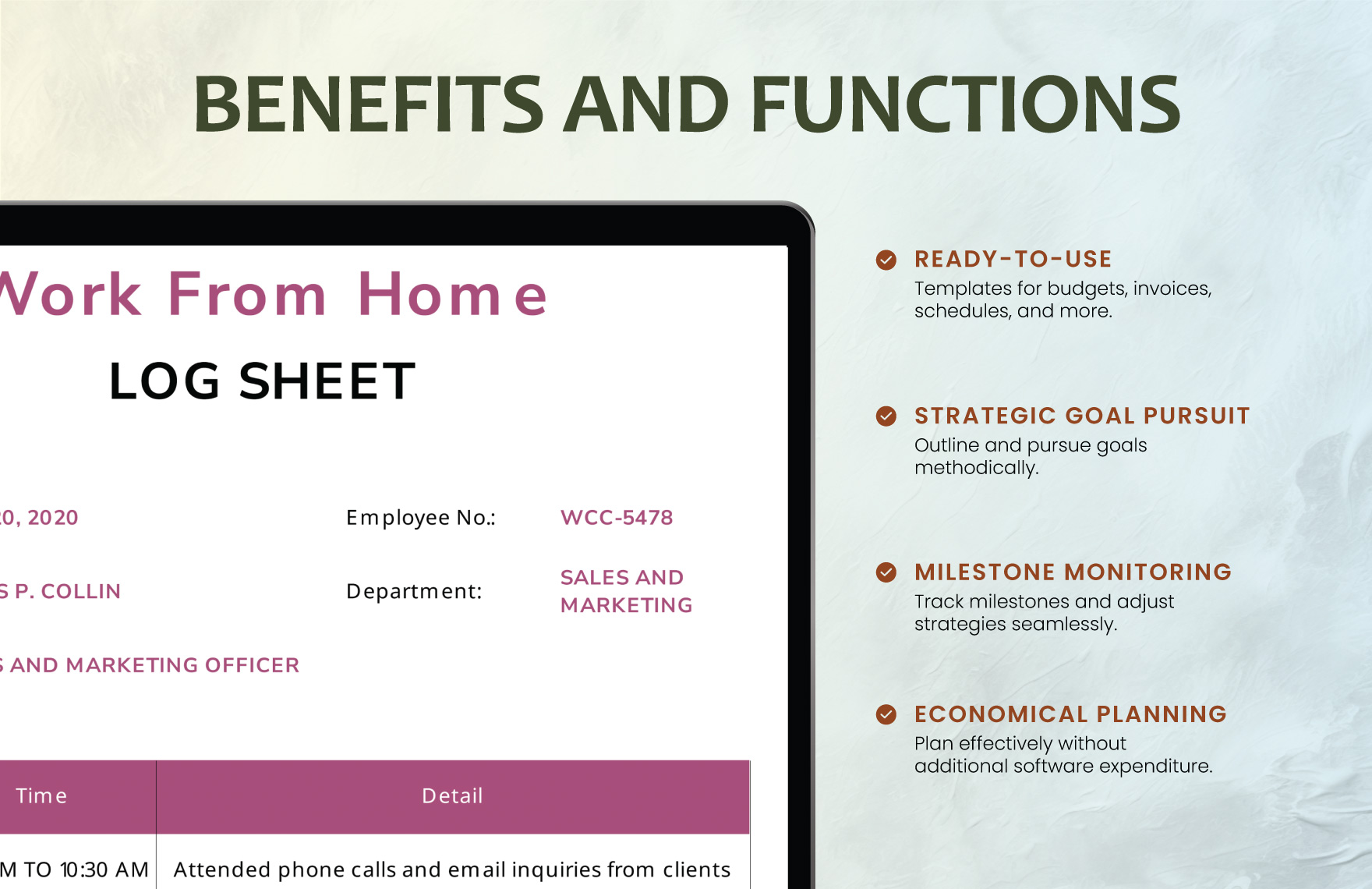 Simple Work From Home Log Template