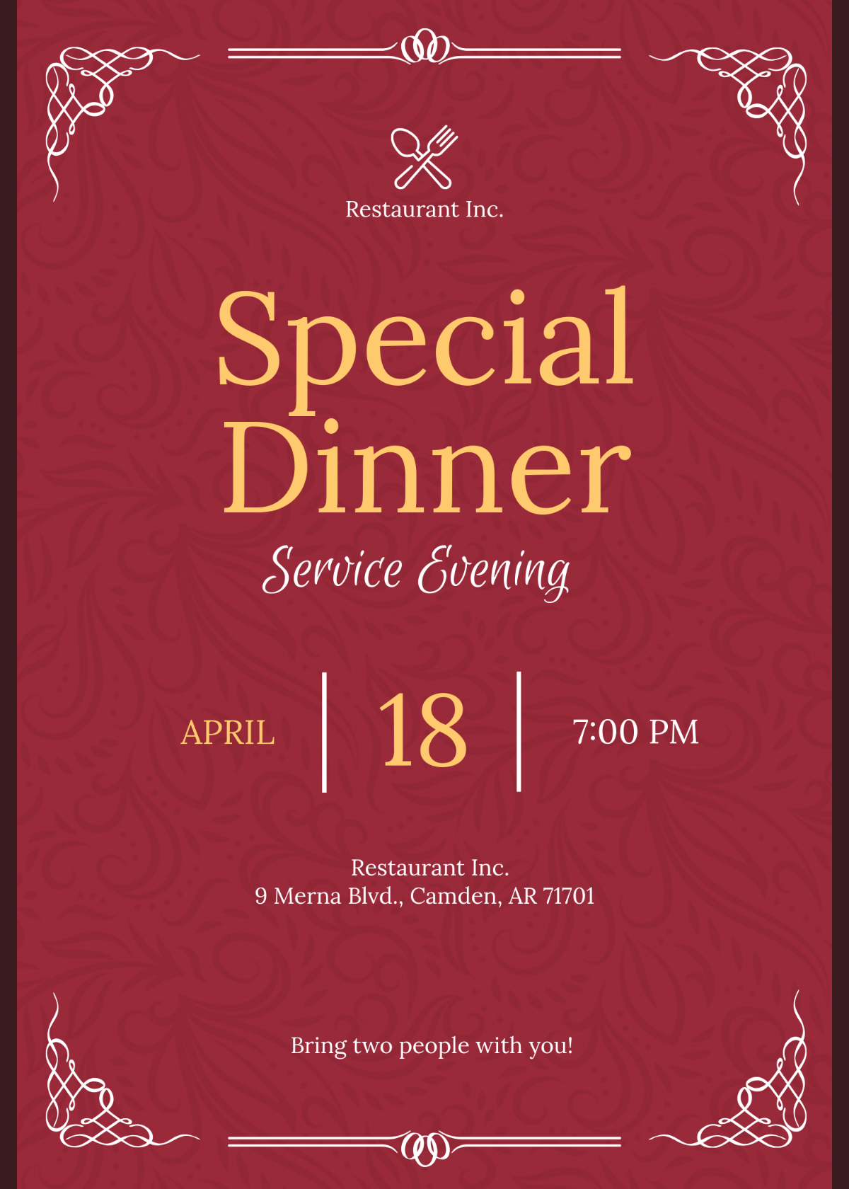 Free Fancy Restaurant Invitation Template