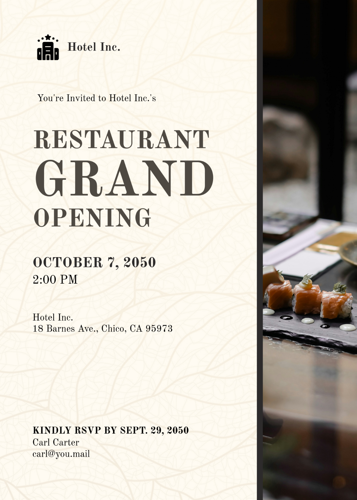 Free Hotel Opening Restaurant Invitation Template