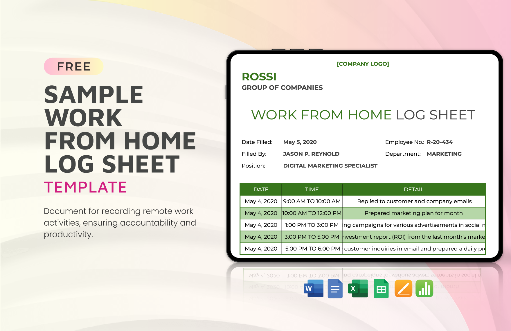 Editable Work Log Templates To Download