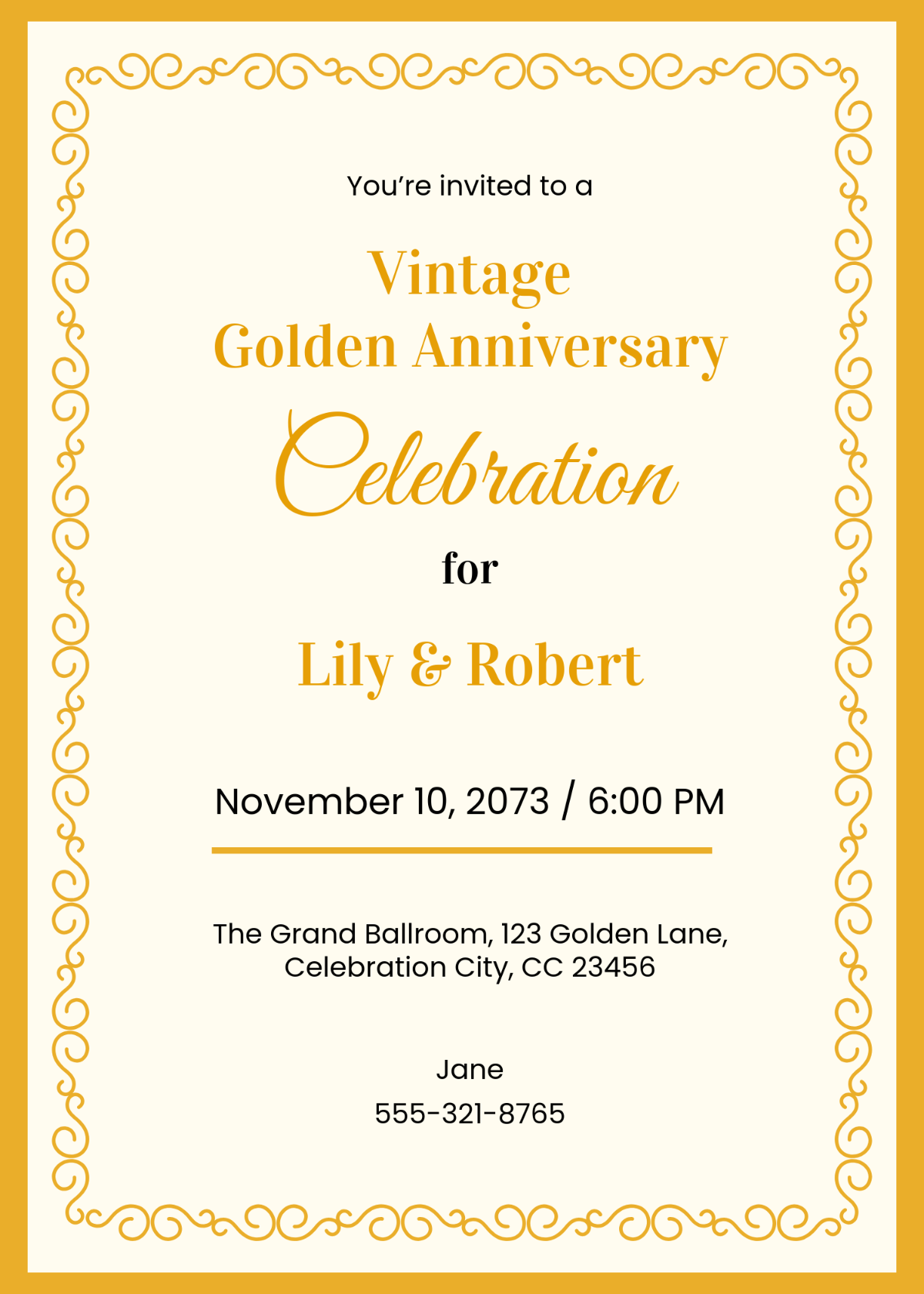 Vintage Gold Invitation Template - Edit Online & Download