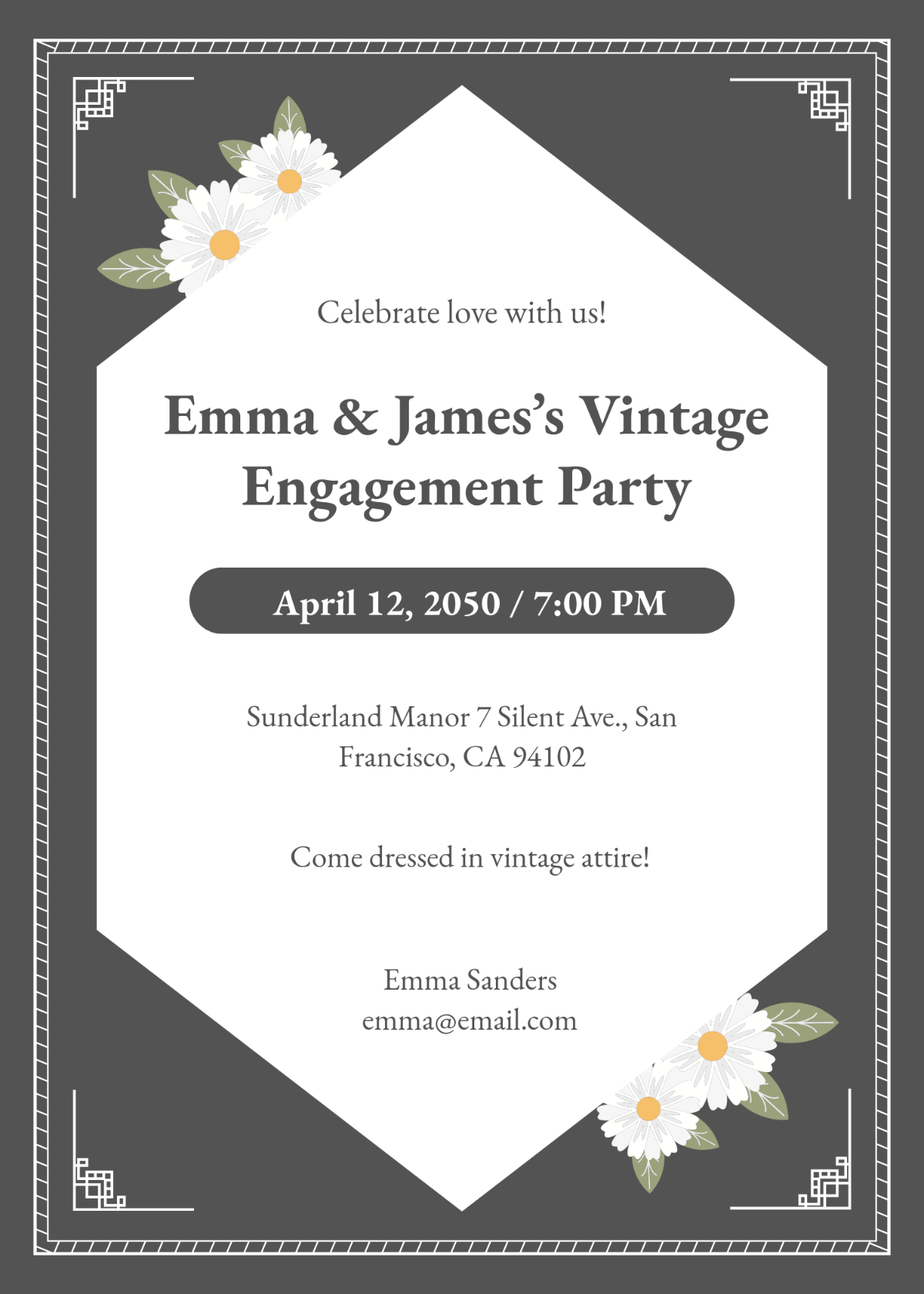 Black and White Vintage Invitation Template - Edit Online & Download