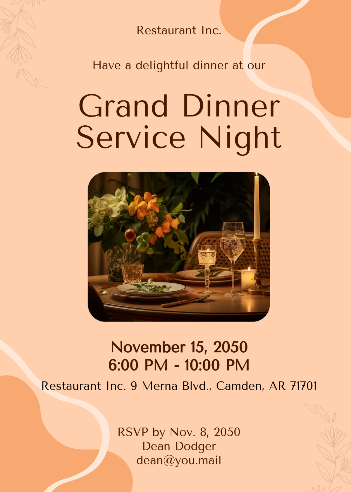 Free Aesthetic Dinner Restaurant Invitation Template