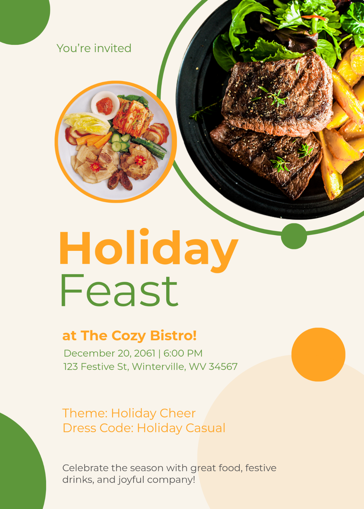 Restaurant Holiday Event Invitation Template - Edit Online & Download