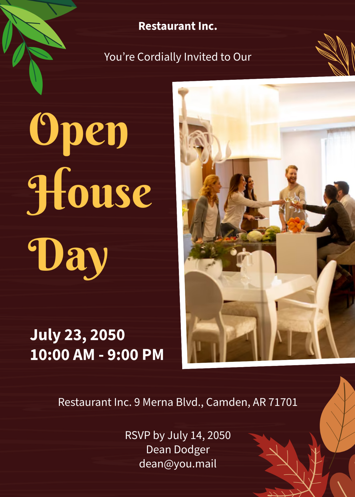 Free Restaurant Open House Invitation Template