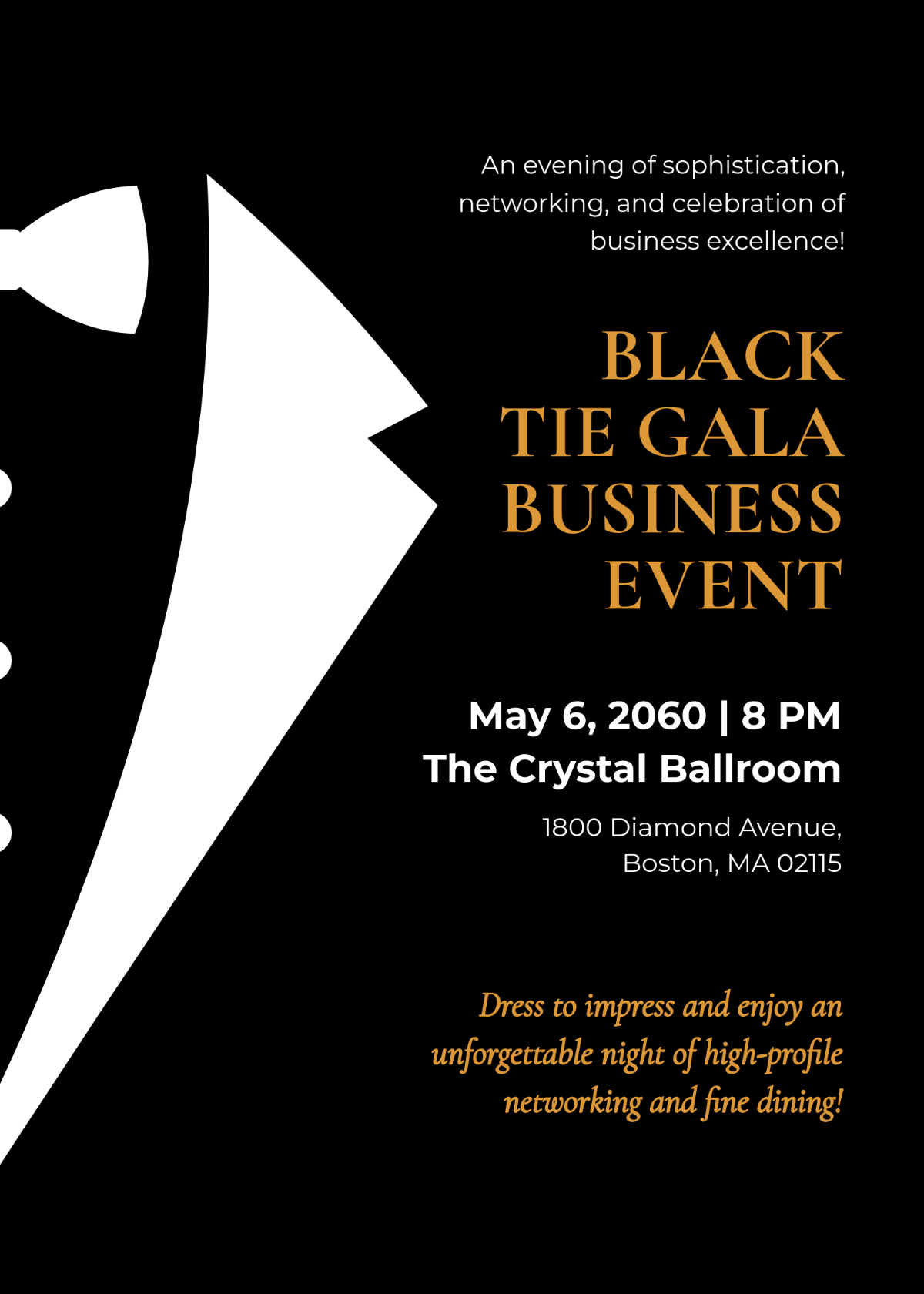 Free Black Tie Business Event Invitation Template