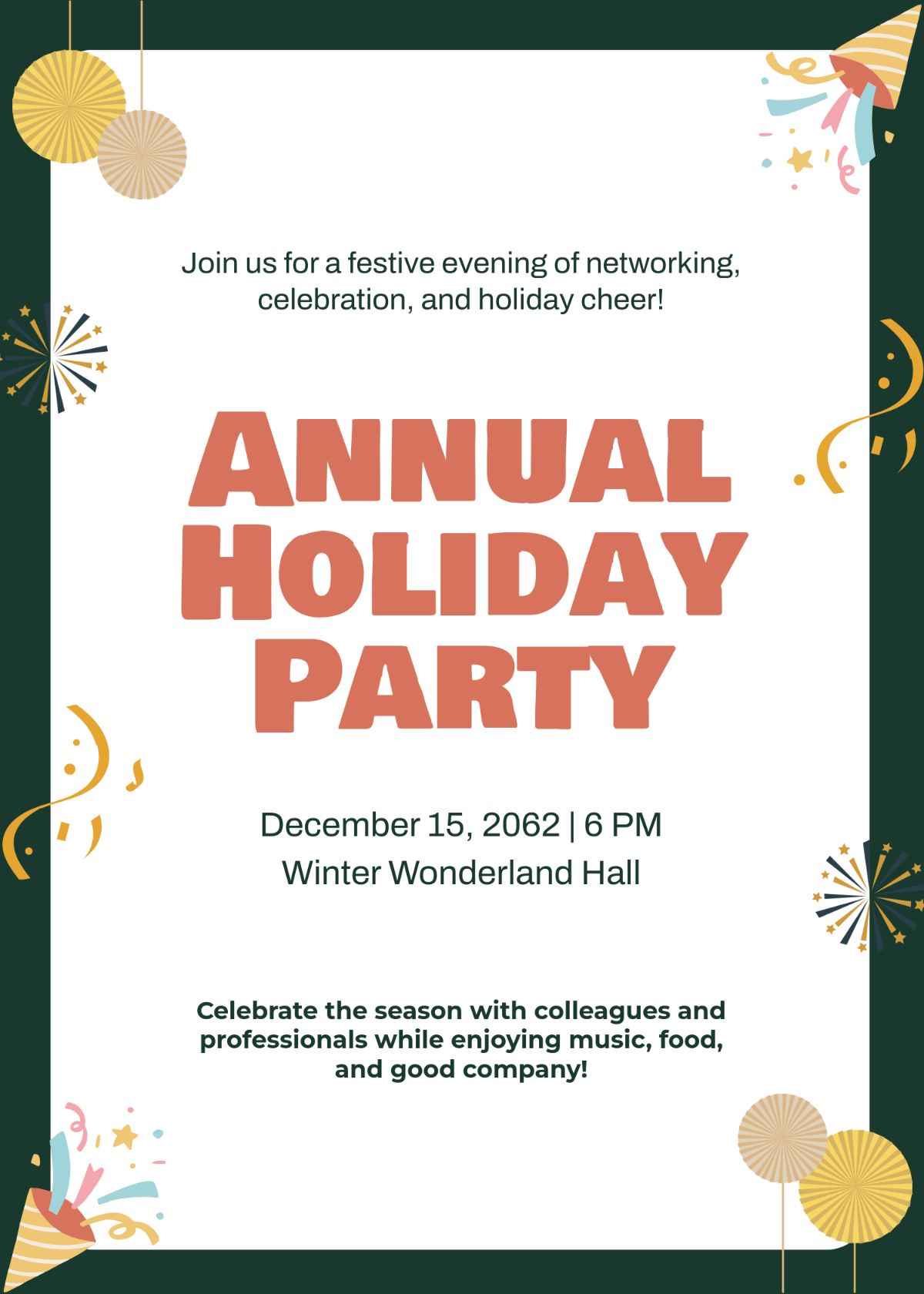 Free Holiday Party Business Event Invitation Template